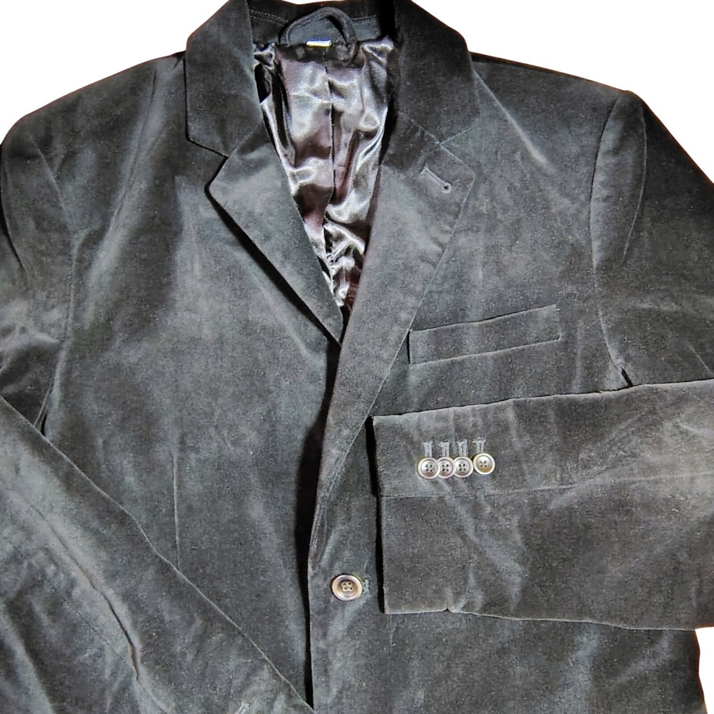 Kenwood Blazer Mens Medium Black Cotton Velvet 2 Button Sport Coat Jacket